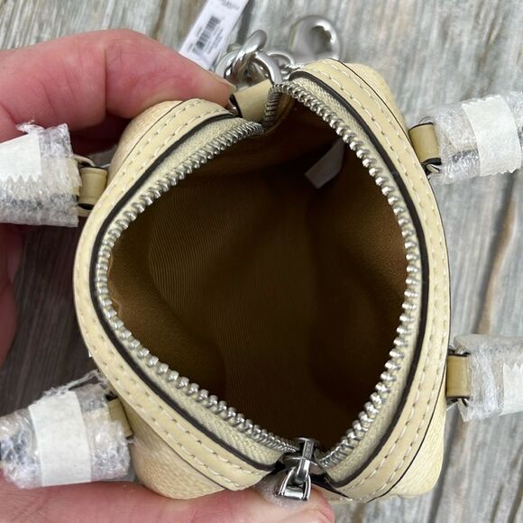 Coach Mini Rowan Bag Charm In Signature Canvas Purse Wallet Bag Butter Yellow - Picture 7 of 8